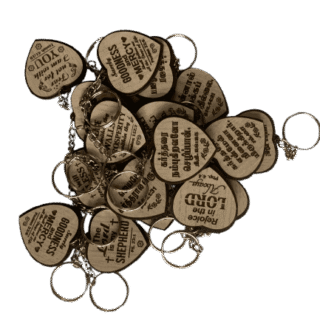 Wooden Cross Keychains with Bible Verses Heart Shape Model 1