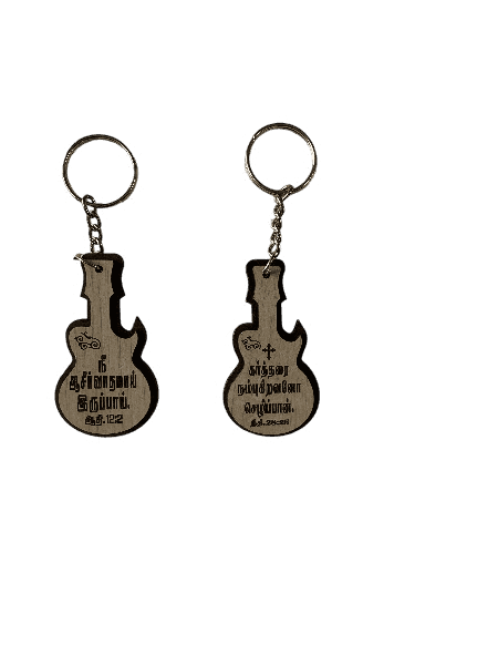 Wooden Keychain with Bible Verses Guitar Model - Image 2