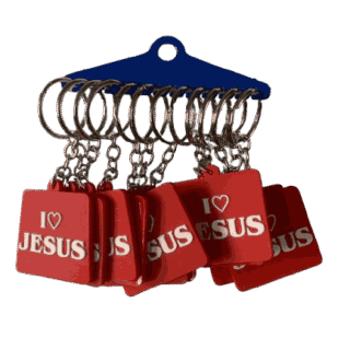 I Love Jesus Red White Rubber Type