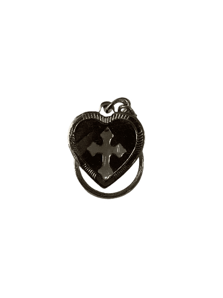 Metal Keychain with Holy Cross Heart Shape Model 1