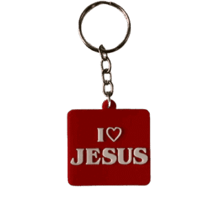 I Love Jesus Red White Rubber Type